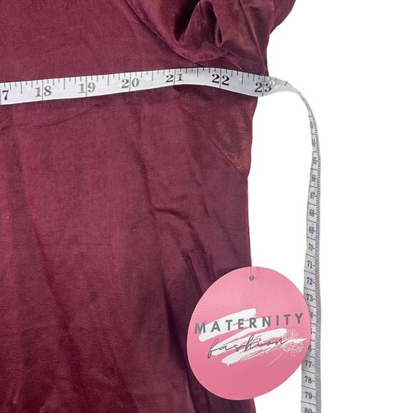 Emmas Expressions Wine Button Down Collar LS Silky Look/Feel Maternity NWT M Top - Picture 10 of 10